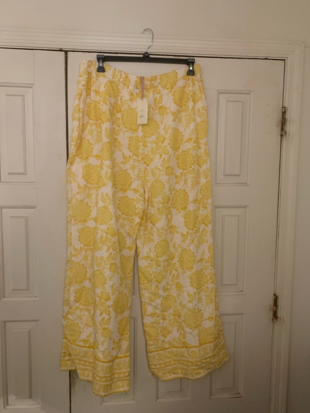 Alex Marie Yellow Floral Pull-On Wide Leg Pants